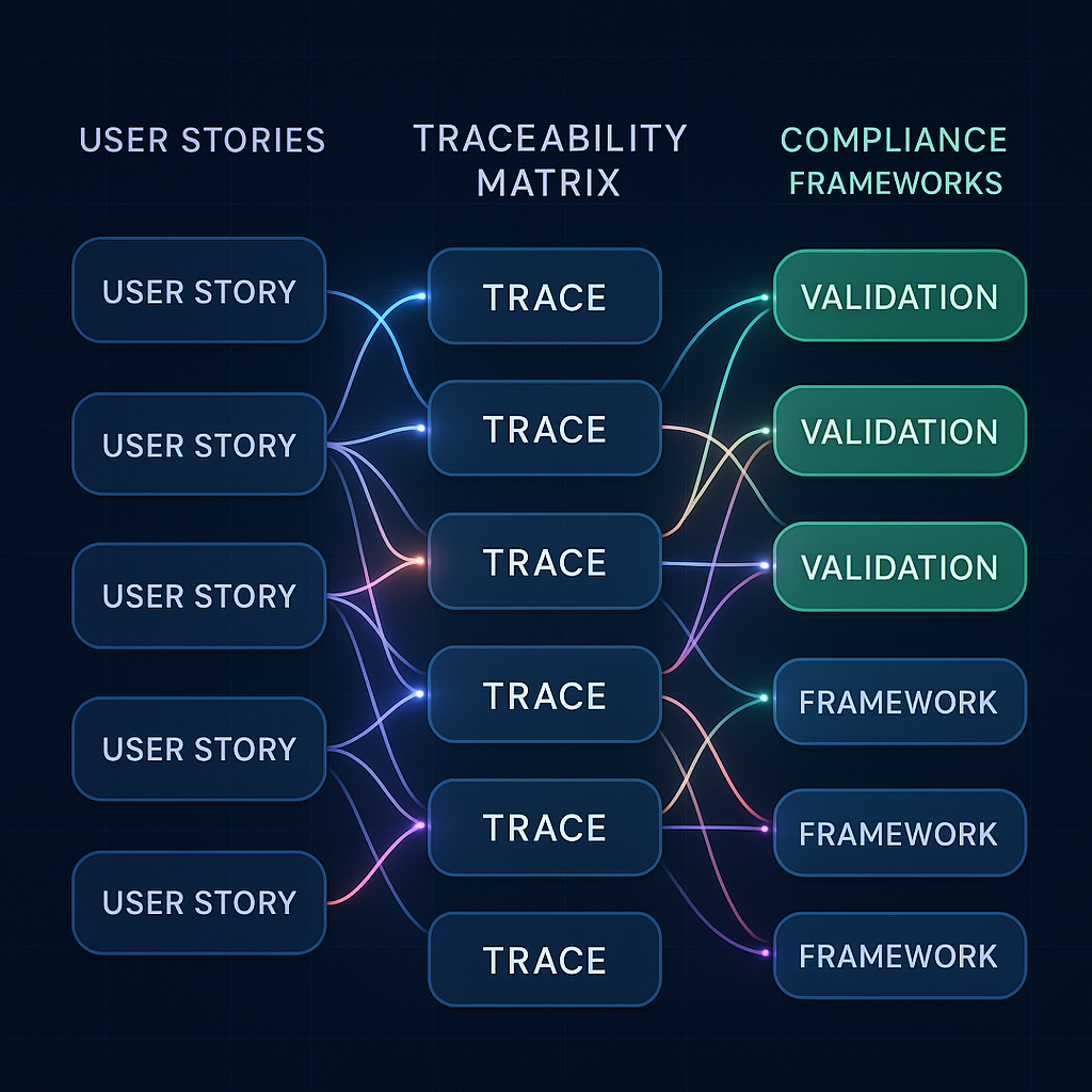 A dynamic visualization showing interconnected req